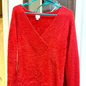 Beautiful red fuzzy sweater